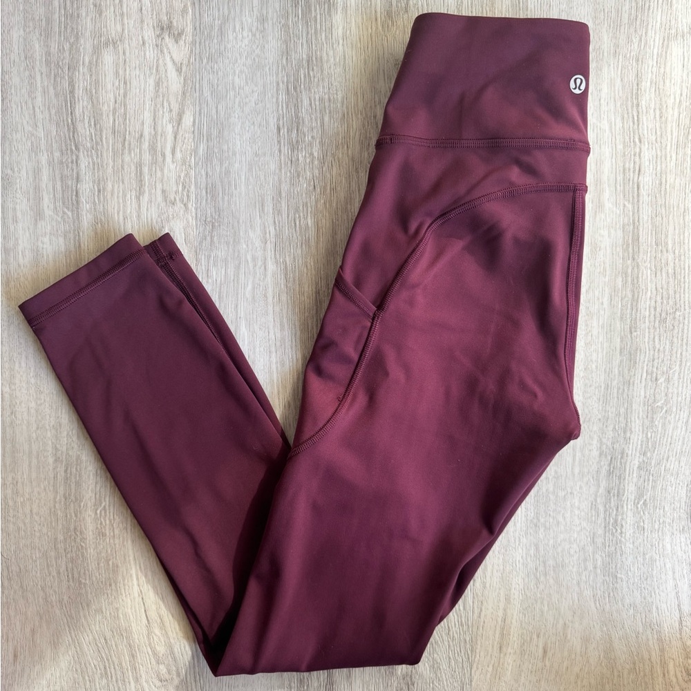 Lululemon Athletica Align High Rise Leggings Yoga Workout 25” Pockets Burgundy 4